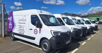 Line-up of vans